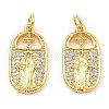 Rack Plating Brass Micro Pave Clear Cubic Zirconia Pendants KK-M253-01G-1