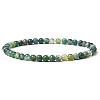 4mm Round Natural Moss Agate Beads Bracelet for Men KG3069-1-1