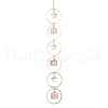 Wire Wrapped Nuggets Natural Quartz & Ring Hanging Ornaments HJEW-JM023402-1