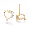 Brass Cubic Zirconia Stud Earring Findings X-KK-S350-001G-2