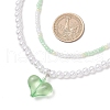 4Pcs 4 Colors Acrylic Heart Pendant ABS Plastic Imitation Pearl & Glass Seed Beaded Double Layer Necklaces NJEW-JN05290-4