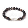 8mm Round Mixed Gemstone Beaded Stretch Bracelets BJEW-JB10309-3