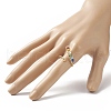 Natural Mixed Gemstone Braided Beaded Chakra Open Cuff Ring X-RJEW-JR00548-3