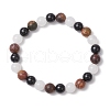 Natural Black Onyx & White Jade & Picasso Stone Round Beaded Stretch Bracelets for Men Women BJEW-JB11952-2