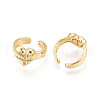 Brass Micro Pave Clear Cubic Zirconia Cuff Earrings KK-T074-36G-3