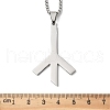 304 Stainless Steel Death Rune Symbol Pendant Necklaces NJEW-H065-18P-3