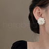 Flower Alloy Plastic Imitation Pearl Stud Earrings FS-WGFEC53-01-2