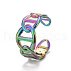 Rainbow Color Ion Plating(IP) 304 Stainless Steel Hollow Open Cuff Ring for Women RJEW-A005-25MC-2