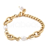 304 Stainless Steel Cable & Cuban Link Chain Bracelets for Women BJEW-C089-07G-4