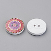 2-Hole Printed Wooden Buttons WOOD-S037-016-2