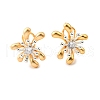 Brass Micro Pave Clear Cubic Zirconia Stud Earrings EJEW-S270-02B-GS-2