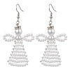 Glass Seed Beads Angle Dangle Earrings EJEW-MZ00288-01-1