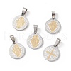 304 Stainless Steel Flat Round Pendants STAS-D034-01-4