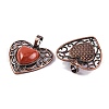 Natural Red Jasper Peach Love Heart Pendants G-G158-01-02-2