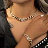 Butterfly Alloy Crystal Rhinestone Curb Chain Necklaces & Bracelets Sets FS-WG3333C-01-2