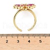 Flower Brass Micro Pave Cubic Zirconia Cuff Rings for Women RJEW-A069-14G-7