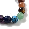 Natural Amethyst Round Beaded Chakra Stretch Bracelets BJEW-K251-01D-4