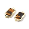 Natural Tiger Eye Faceted Rectangle Connector Charms G-H323-04G-03-2