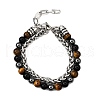 Natural Tiger Eye & Obsidian & Hematite Round Beads Multi-strand Bracelets BJEW-D330-02P-09-4