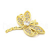 Rack Plating Brass Pave Clear Cubic Zirconia Dragonfly Connector Charms KK-P270-19G-2