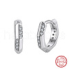925 Sterling Silver Polygon Hoop Earrings EJEW-C146-05P-2