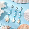 3Pcs Ocean Theme Synthetic Turquoise Charm & Glass Beads Pendant Decorations HJEW-JM03155-1