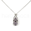 Natural Gemstone Macrame Pouch Pendant Necklaces NJEW-JN04396-5