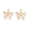 Brass Micro Pave Clear Cubic Zirconia Beads KK-N272-11G-1