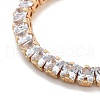 Brass Pave Clear Cubic Zirconia Square Box Chain Slider Bracelets BJEW-B094-10B-G-2