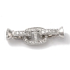 Oval Rack Plating Brass Micro Pave Clear Cubic Zirconia Fold Over Clasps KK-A225-09P-1