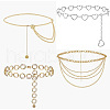 4Pcs 4 Styles Alloy Link Chian Waist Body Chains for Jeans Dresses WG49084-03-2