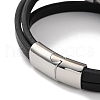 Men's Black PU Leather Cord Multi-Strand Bracelets BJEW-K243-05AS-3