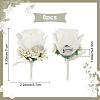 CRASPIRE 8Pcs Cloth Rose Flower Boutonniere Brooch with Rhinestone AJEW-CP0001-79A-2