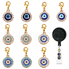 10Pcs 5 Style Evil Eye Alloy Rhinestone Badge Reel Pendant Decoration HJEW-DR00046-1