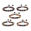 Natural Polychrome Jasper/Picasso Stone/Picasso Jasper & Wood Braided Bead Bracelet BJEW-JB08533-1