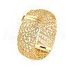 Leaf Hollow Rack Plating Brass Hinged Bracelets for Women BJEW-M040-22G-1