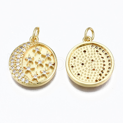 Brass Micro Pave Clear Cubic Zirconia Pendants ZIRC-N039-135-NF-1