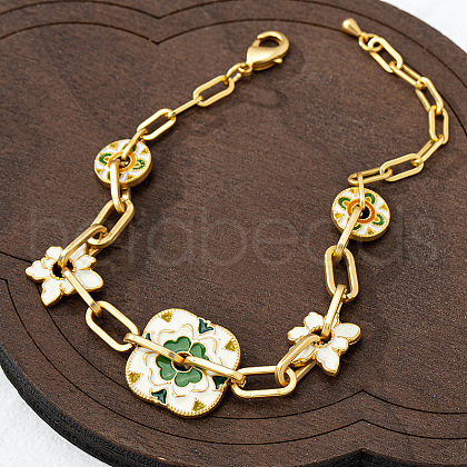 Brass Enamel Link Chain Bracelets FS-WG52E4D-03-1