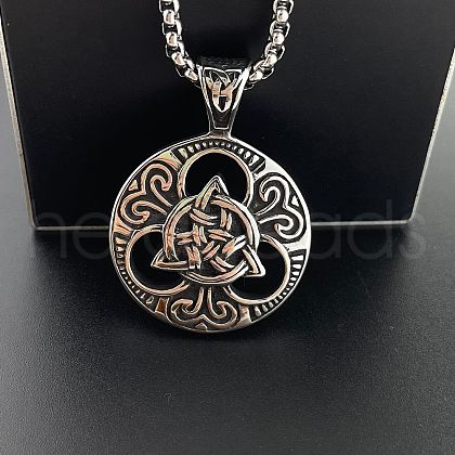 Vintage Punk Stainless Steel Hollow Viking Knot Pendant Necklaces for Men DW3763-1