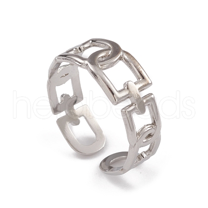 304 Stainless Steel Hollow Arch Open Cuff Rings for Women RJEW-G285-57P-1