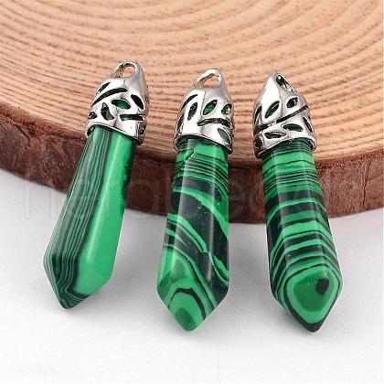 Bullet Malachite Pointed Pendants G-E332-C19-1