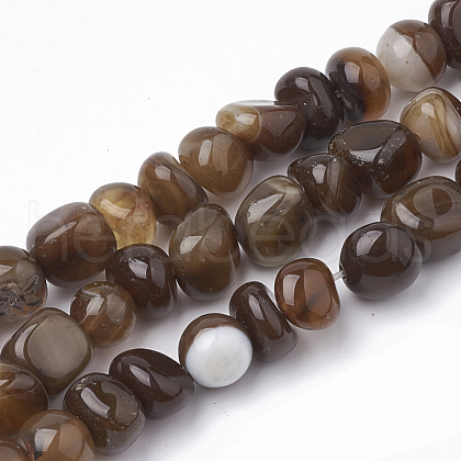 Dyed Natural Striped Agate/Banded Agate Beads Strands G-T098-11G-1