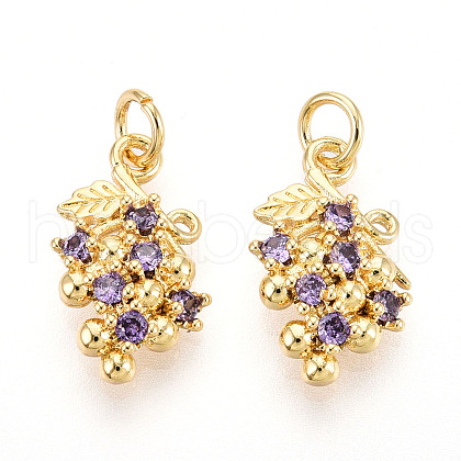 Brass Micro Pave Cubic Zirconia Pendants KK-N265-27G-1