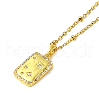 304 Stainless Steel Cubic Zirconia Pendant Necklaces NJEW-Q347-01C-1