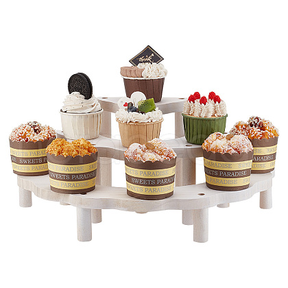 3-Tier Semi-Circle Wood Cupcake Display Risers ODIS-WH0030-89-1