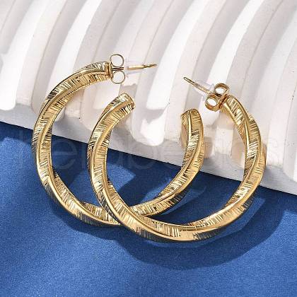 304 Stainless Steel Twist C-Shaped Stud Earrings EJEW-V016-09G-02-1