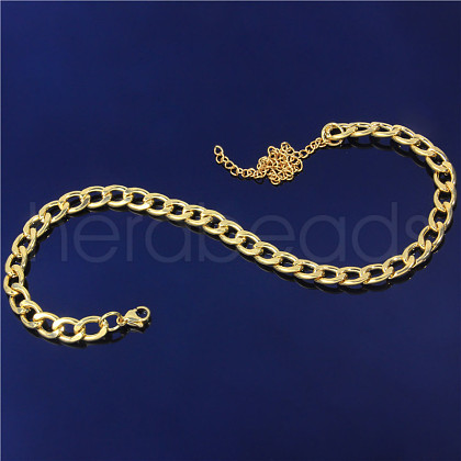Stainless Steel Curb Chain Anklets for Unisex WGF8A78-01-1