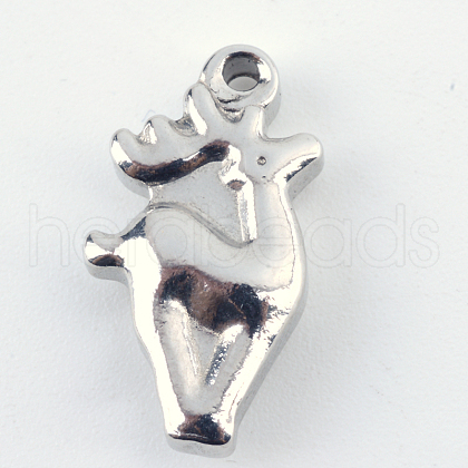 Tarnish Resistant 201 Stainless Steel Christmas Reindeer/Stag Pendants STAS-Q192-04-1