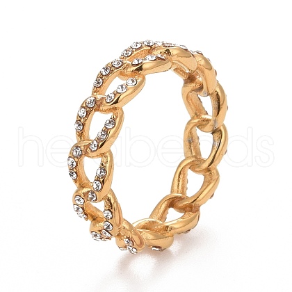 Clear Cubic Zirconia Curb Chain Shape Finger Ring RJEW-C025-37B-G-1