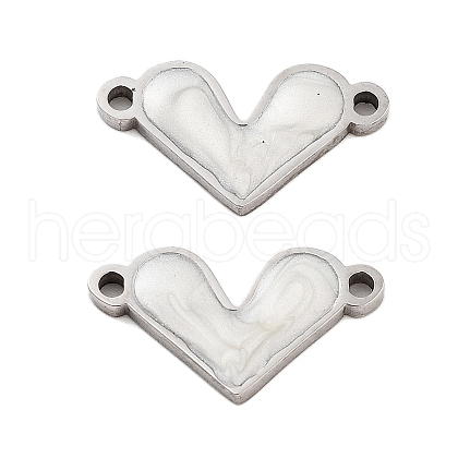 304 Stainless Steel White Enamel Connector Charms STAS-Z078-12P-1